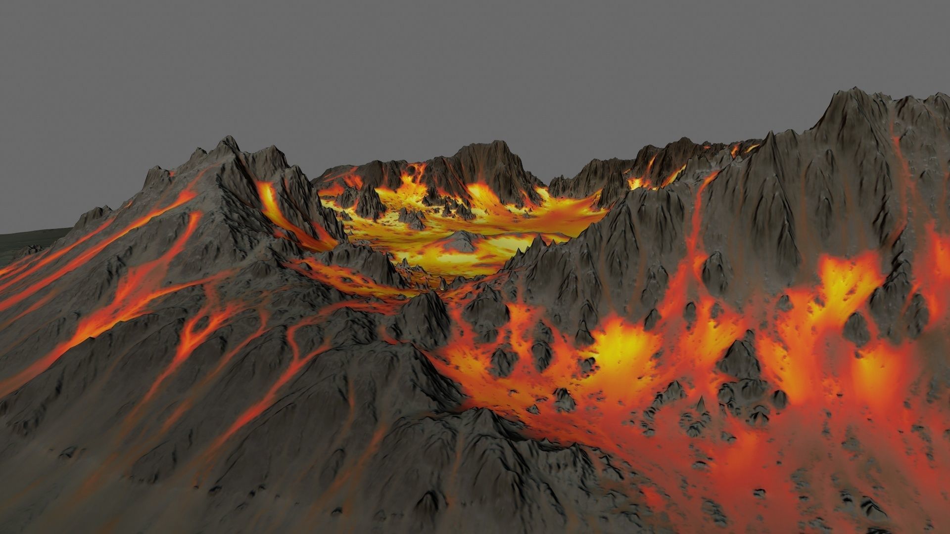 Volcano fire on piece of paper Low-poly 3D model_14