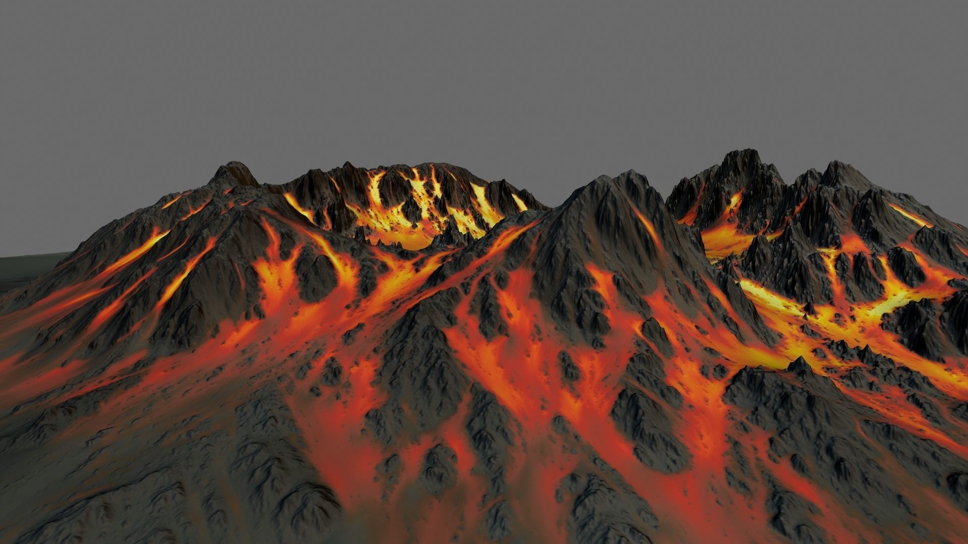Volcano fire on piece of paper Low-poly 3D model_15