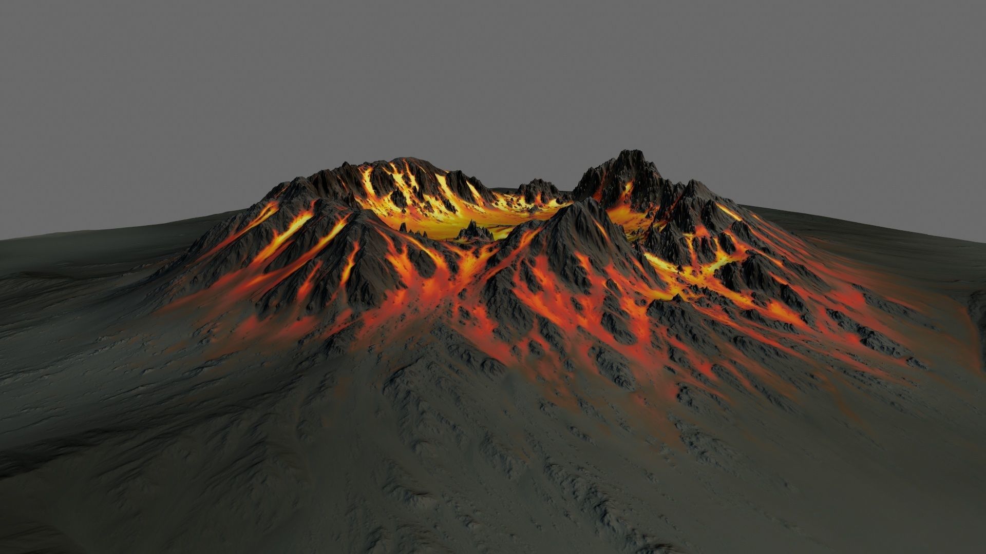 Volcano fire on piece of paper Low-poly 3D model_12