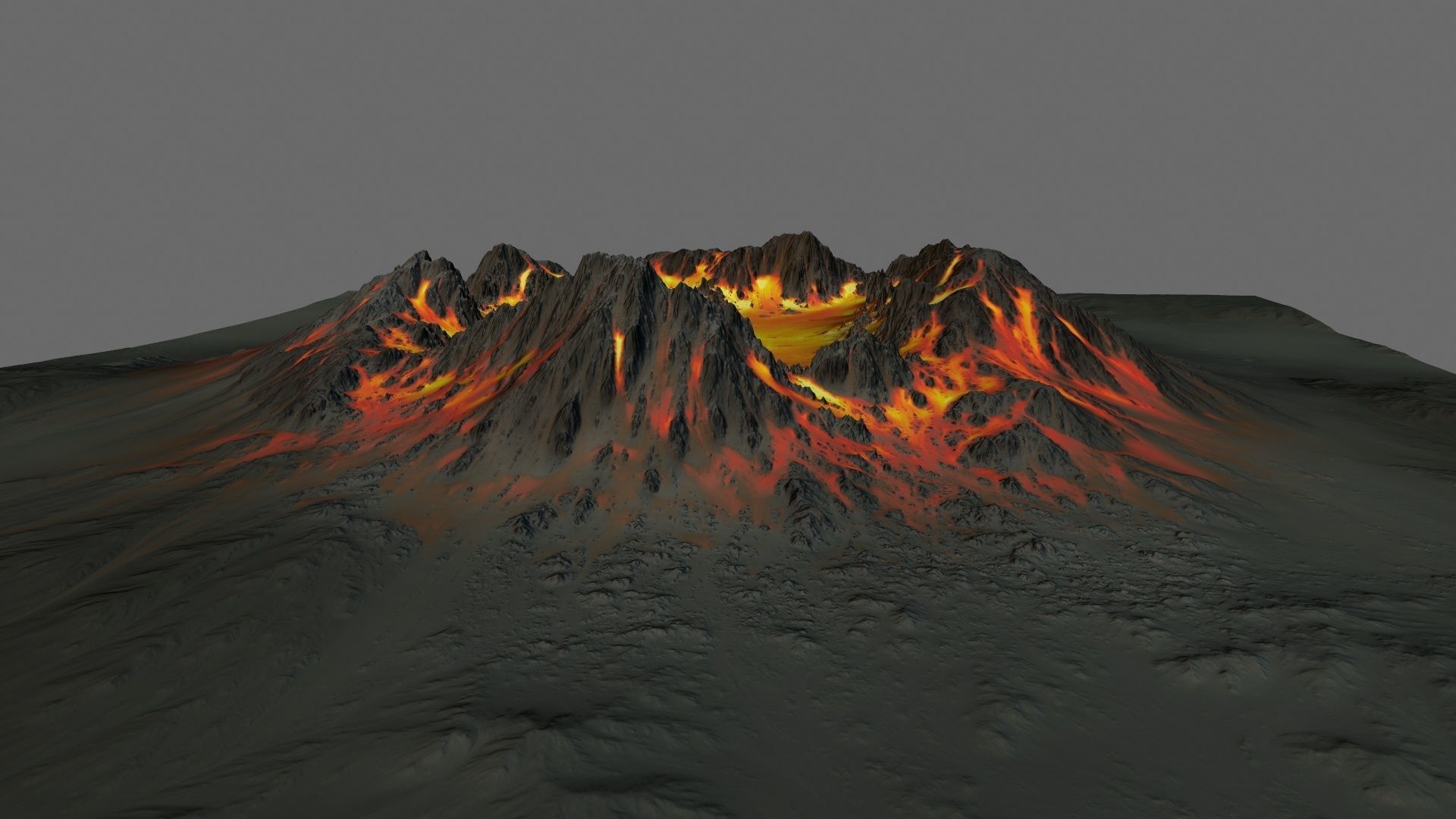 Volcano fire on piece of paper Low-poly 3D model_9