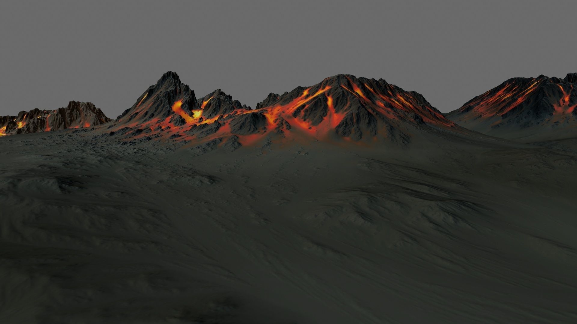 Volcano fire on piece of paper Low-poly 3D model_19