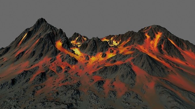 Volcano fire on piece of paper Low-poly 3D model