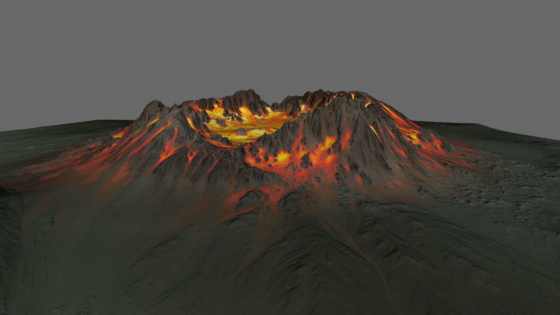 Volcano fire on piece of paper Low-poly 3D model_10
