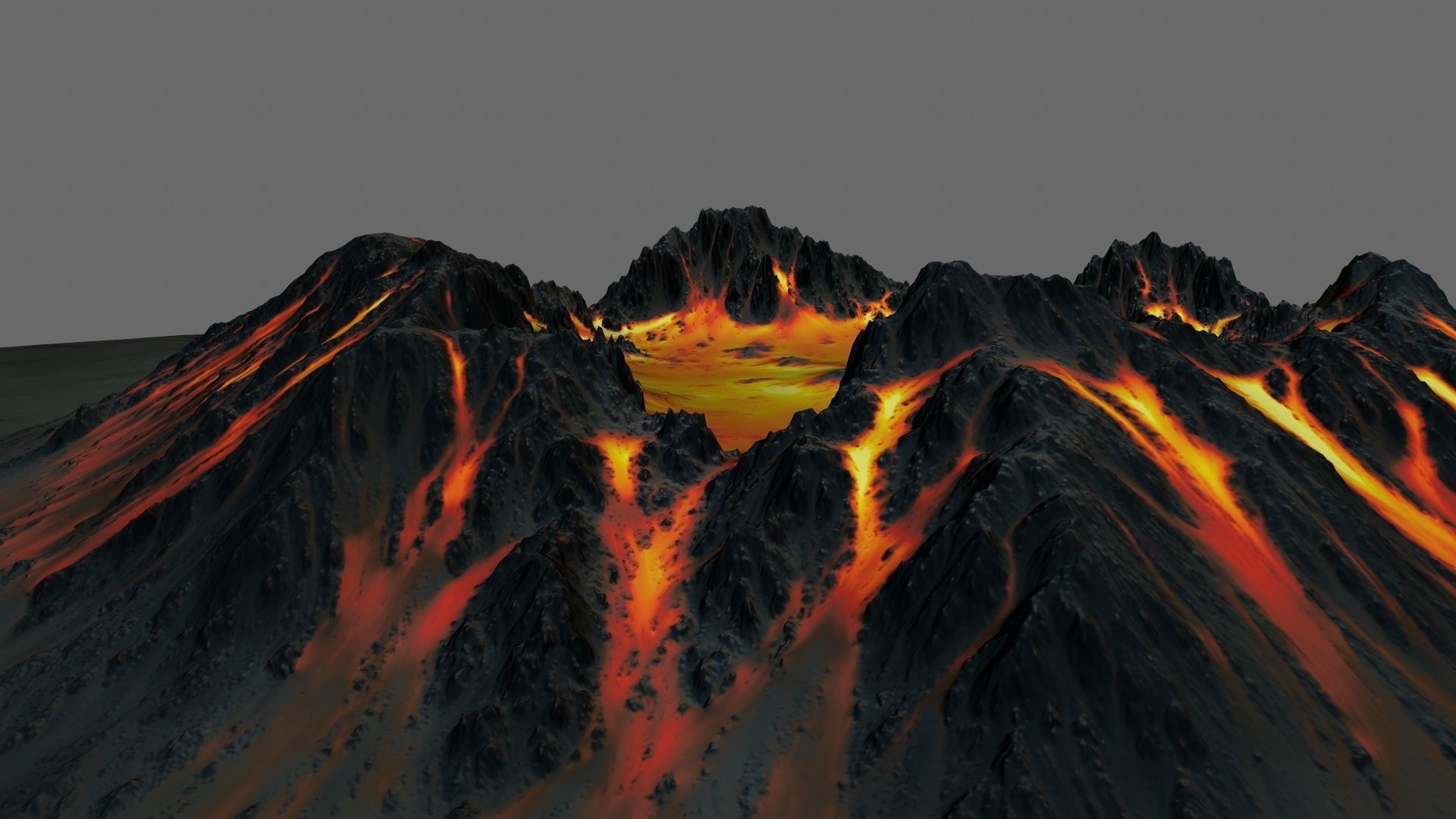 Volcano fire on piece of paper Low-poly 3D model_16