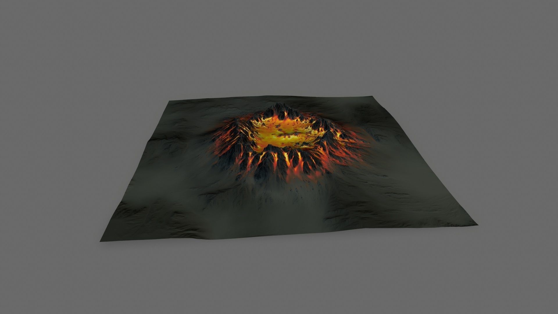 Volcano fire on piece of paper Low-poly 3D model_5