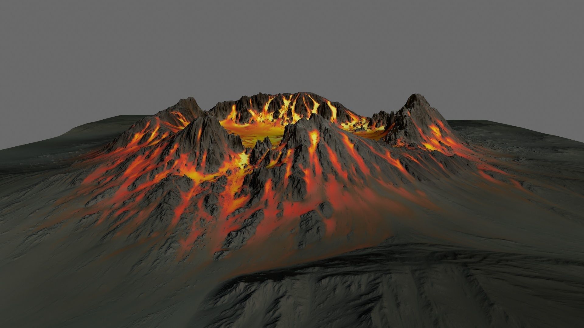 Volcano fire on piece of paper Low-poly 3D model_11