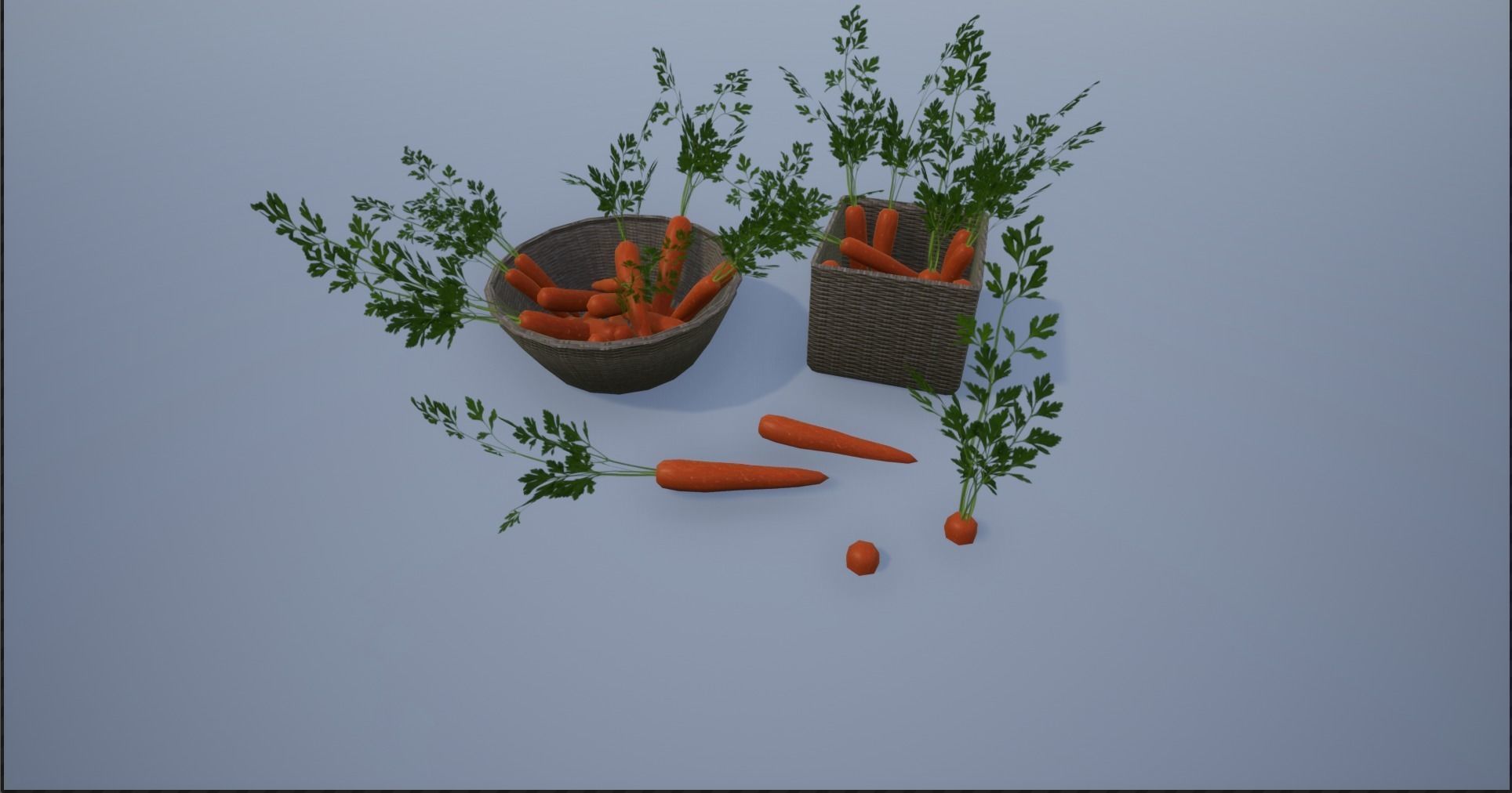 Carrots and Baskets Full of Carrots Low-poly 3D model_7