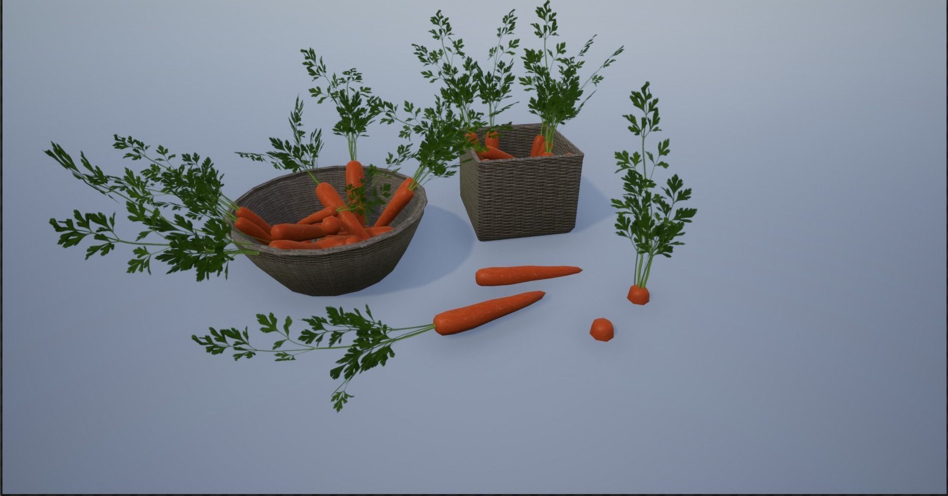 Carrots and Baskets Full of Carrots Low-poly 3D model_1