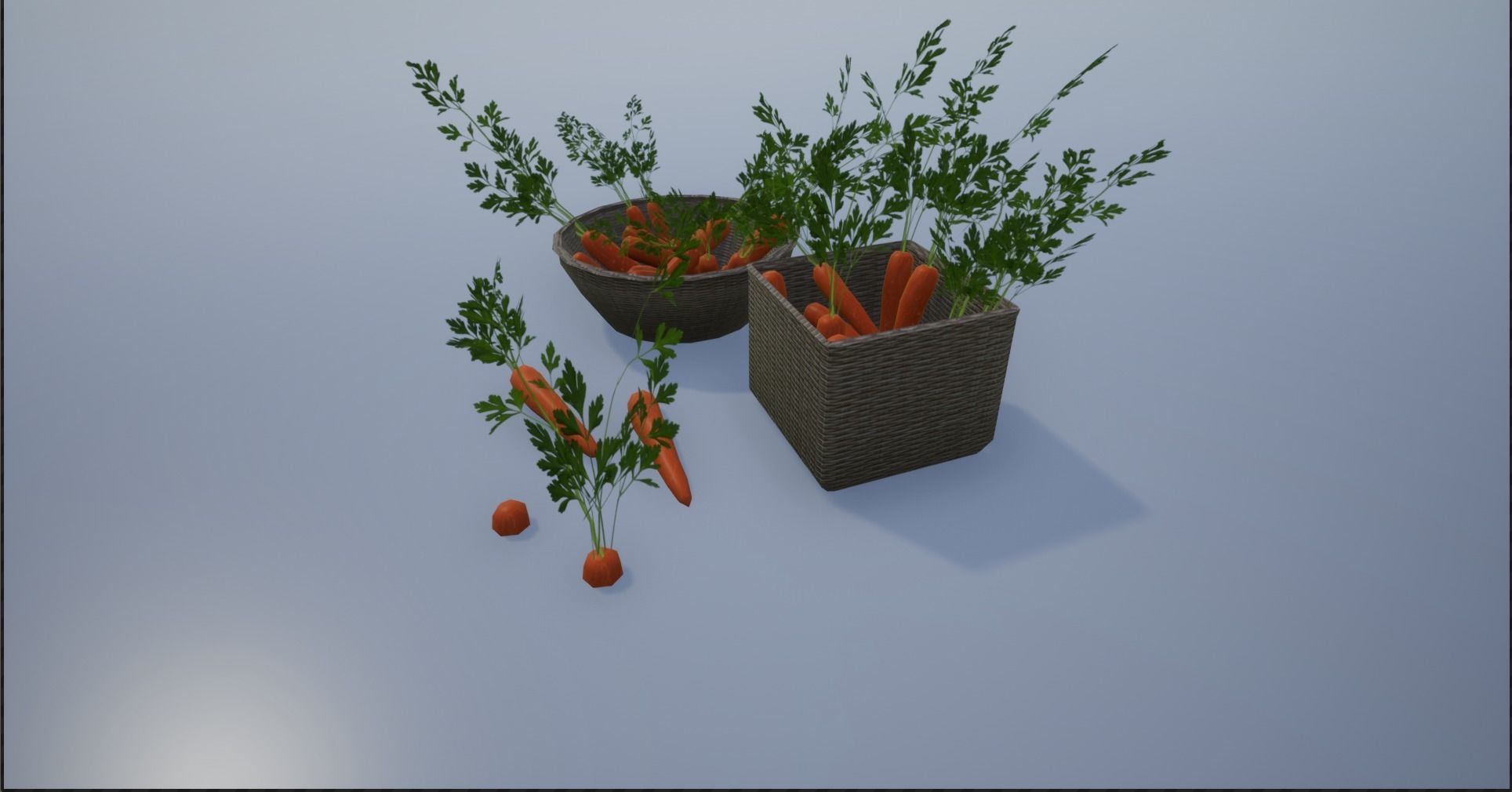 Carrots and Baskets Full of Carrots Low-poly 3D model_4