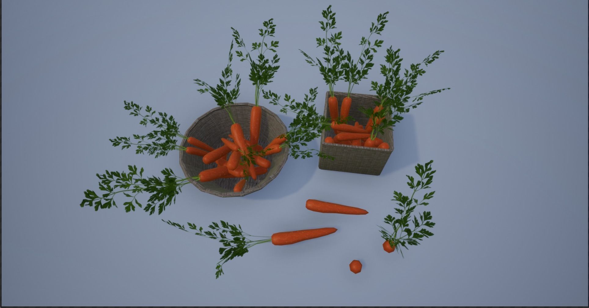 Carrots and Baskets Full of Carrots Low-poly 3D model_9