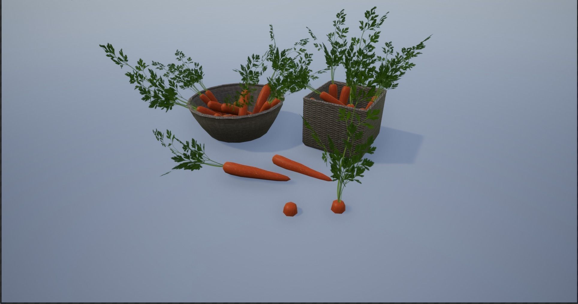Carrots and Baskets Full of Carrots Low-poly 3D model_3