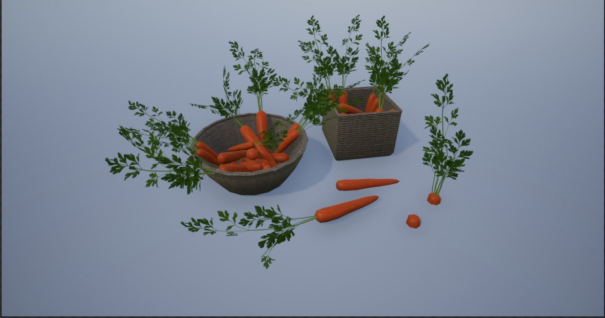 Carrots and Baskets Full of Carrots Low-poly 3D model_2