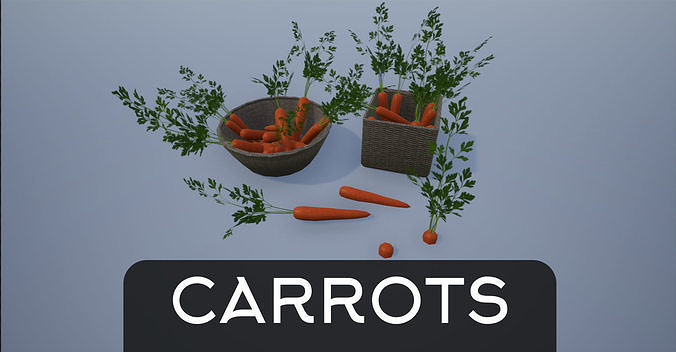 Carrots and Baskets Full of Carrots Low-poly 3D model