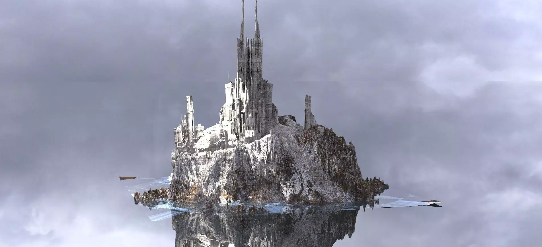 Castle on mountain 3D model_0
