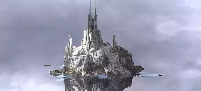 Castle on mountain 3D model
