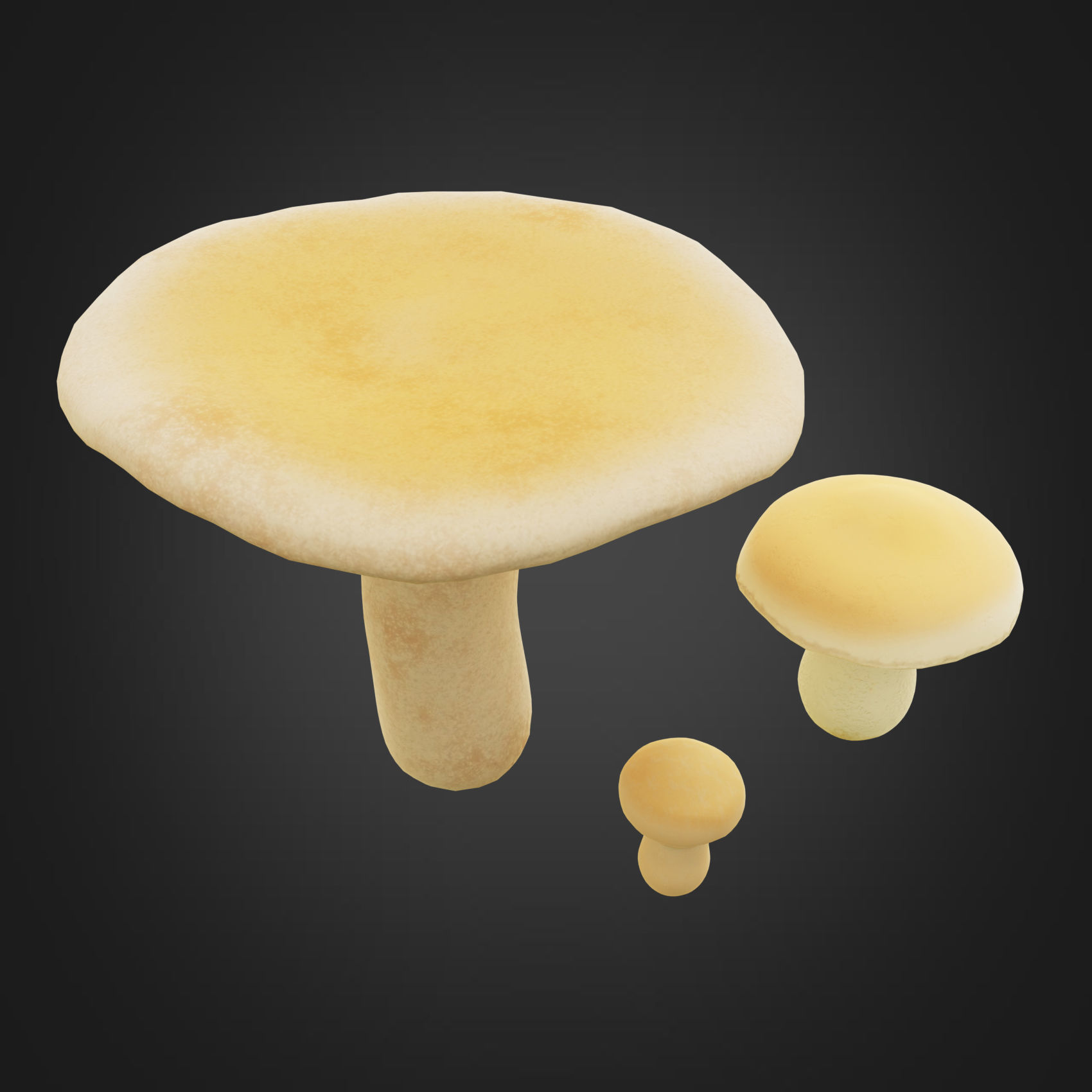 Mushroom set three mushrooms Low-poly 3D model_3