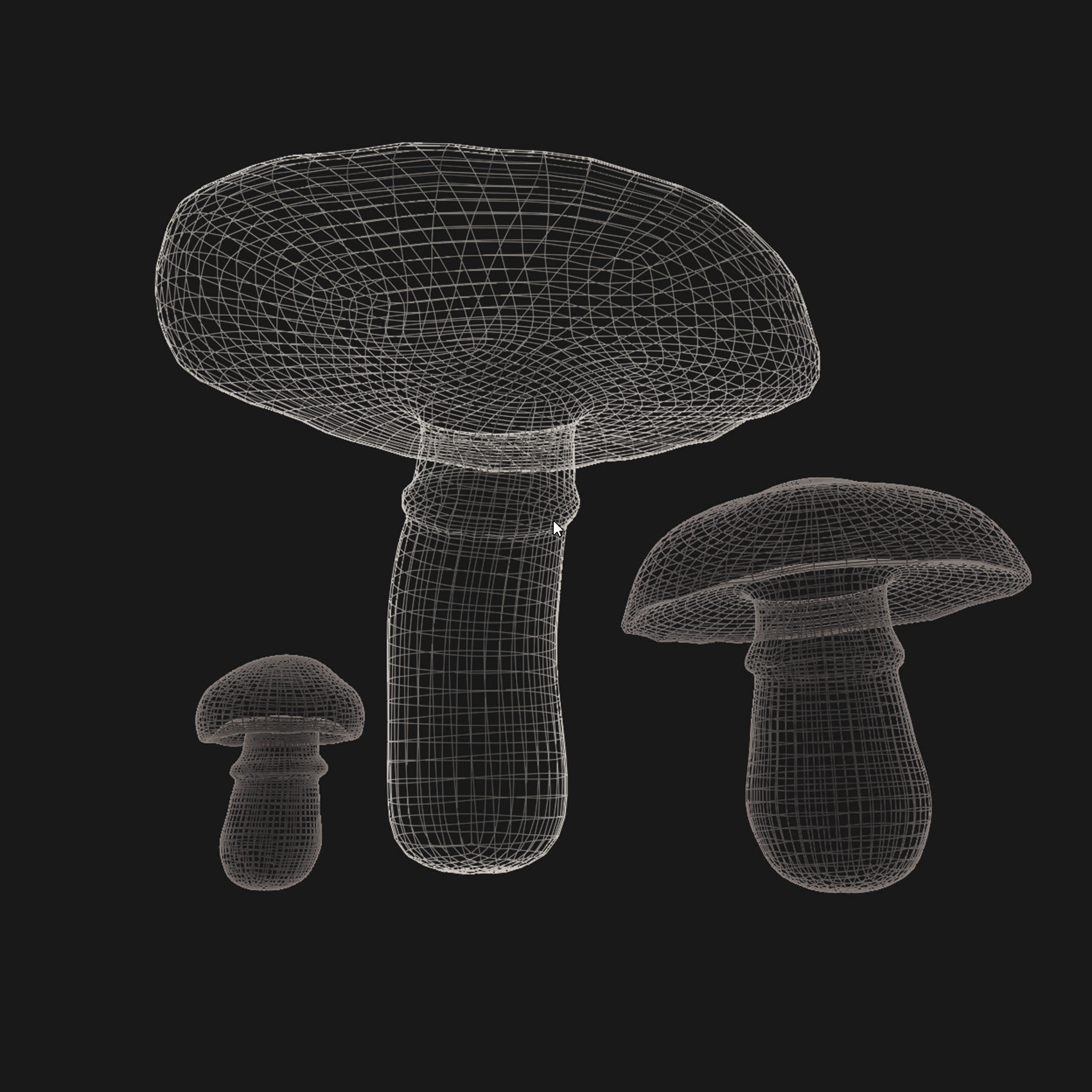 Mushroom set three mushrooms Low-poly 3D model_5