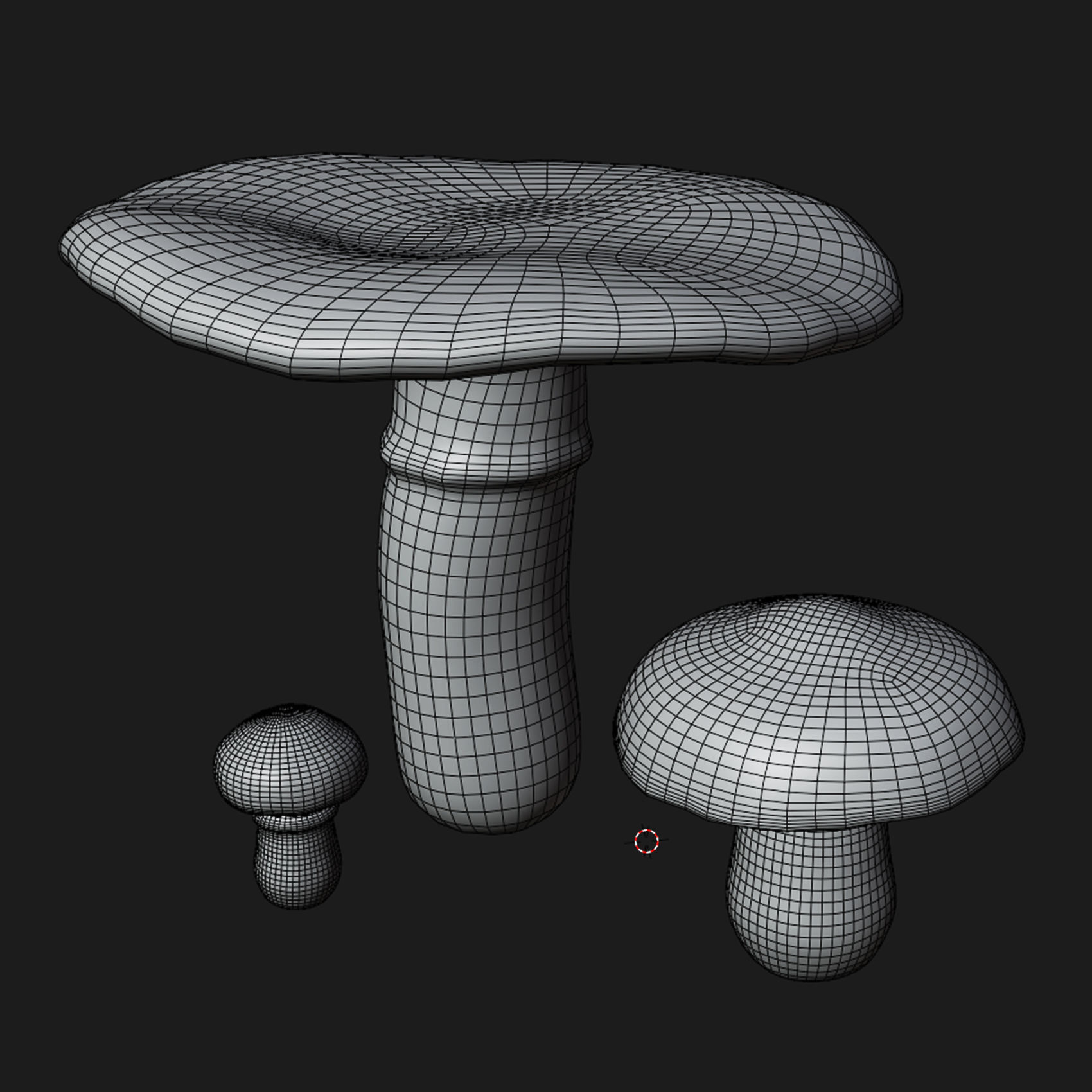 Mushroom set three mushrooms Low-poly 3D model_4