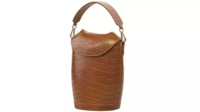 S JOON tan crocodile skin wine bag
