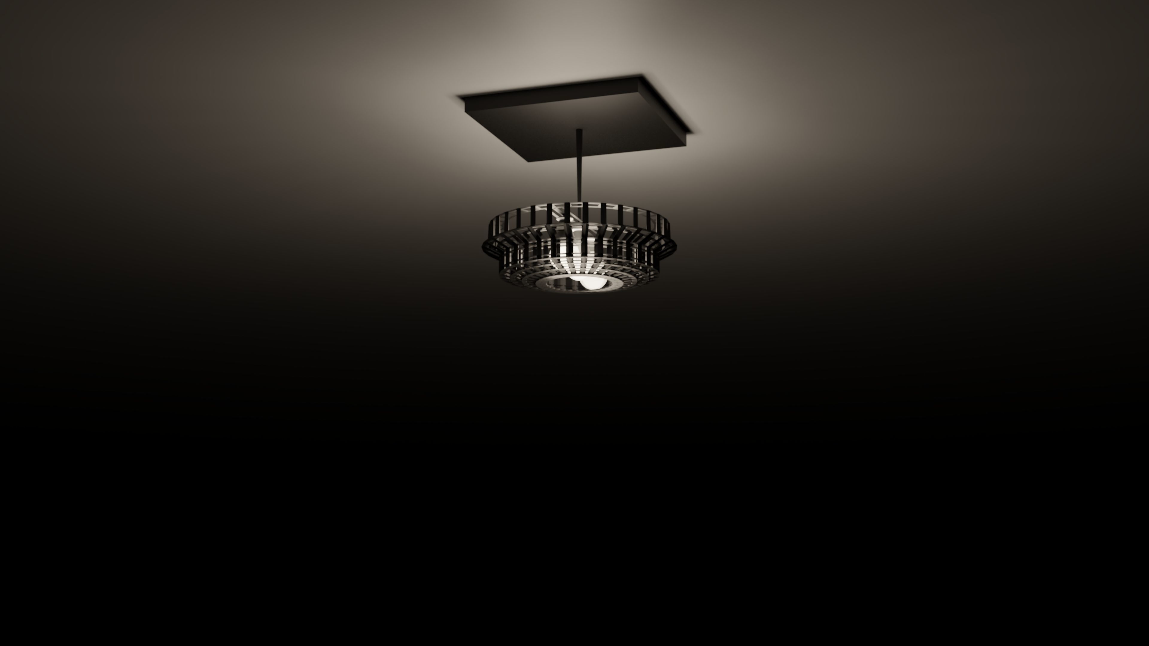 Modern Matte Black Framed Chandelier 3D model_2