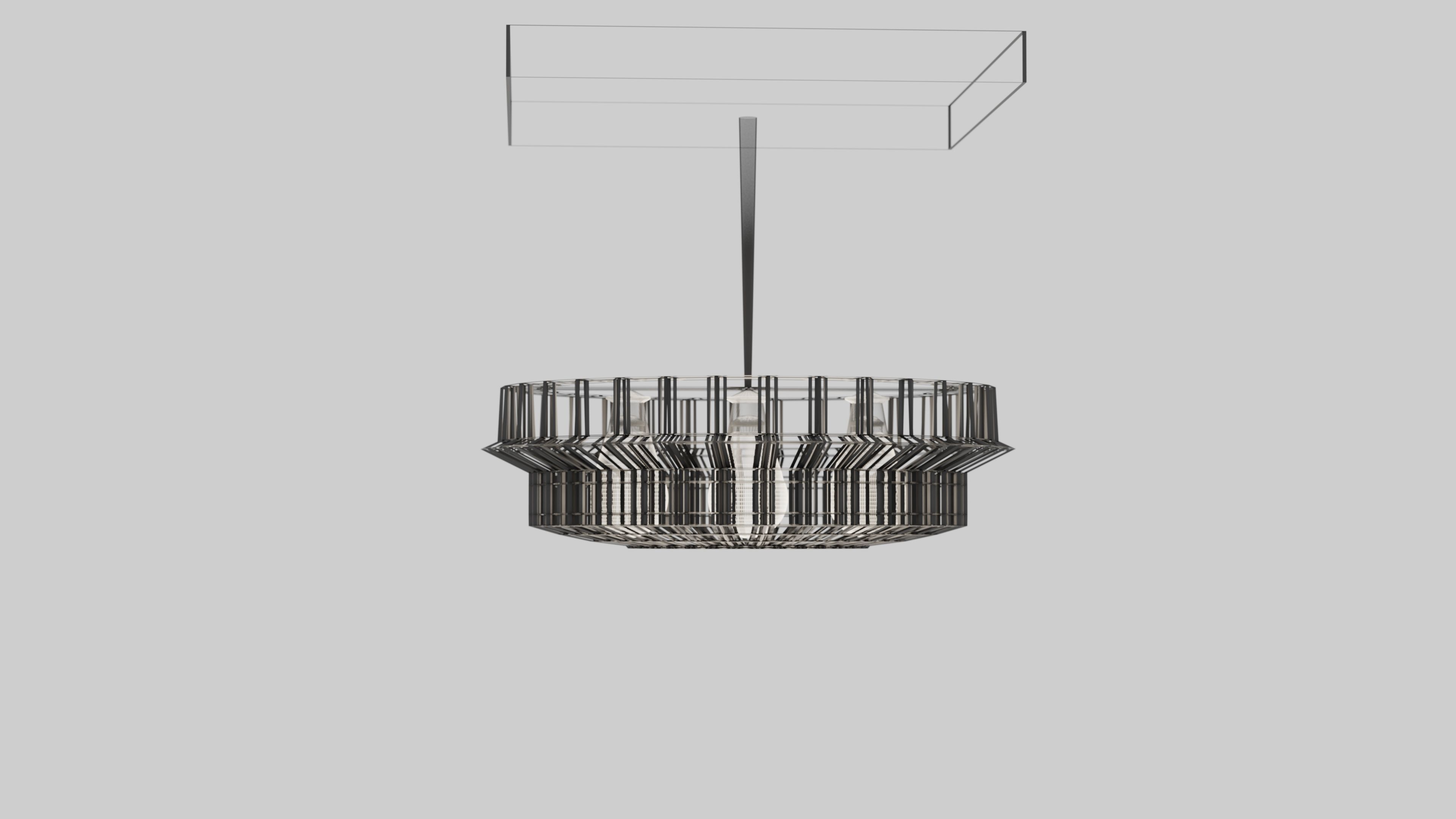 Modern Matte Black Framed Chandelier 3D model_5