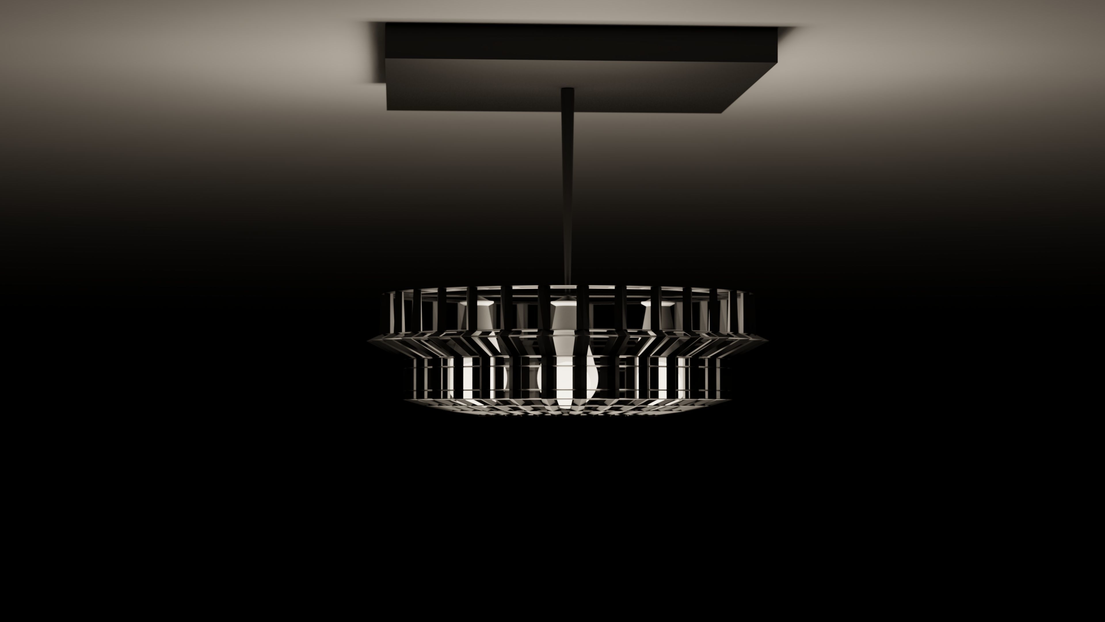 Modern Matte Black Framed Chandelier 3D model_4