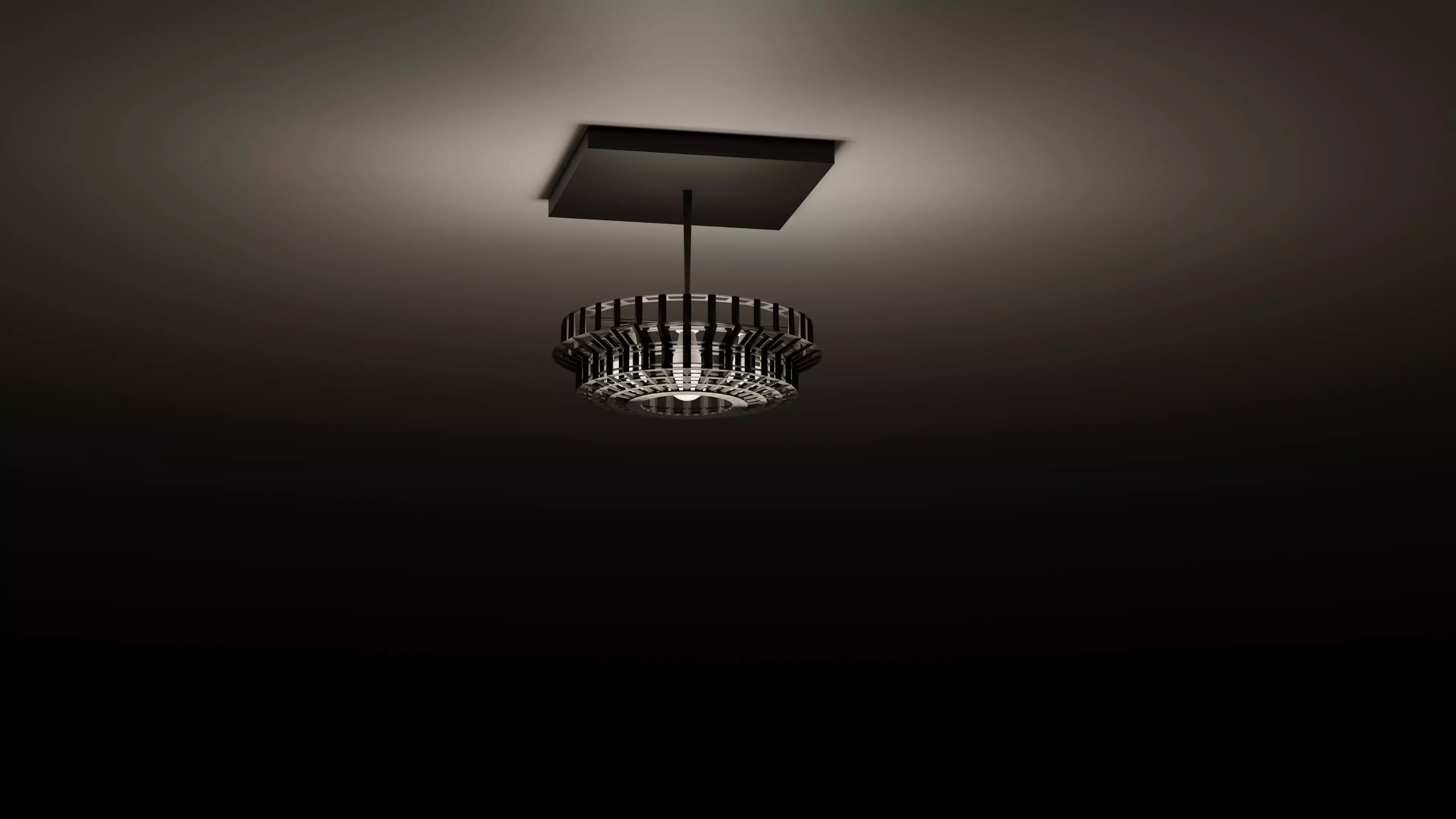 Modern Matte Black Framed Chandelier 3D model_0