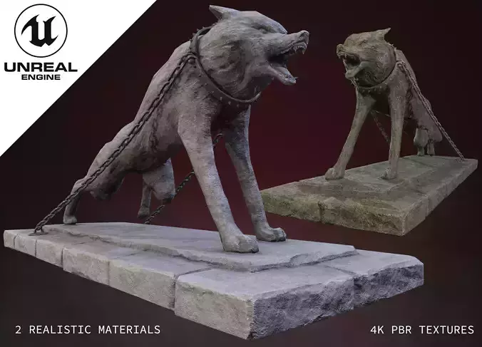 Stone Wolf Low-poly 3D model