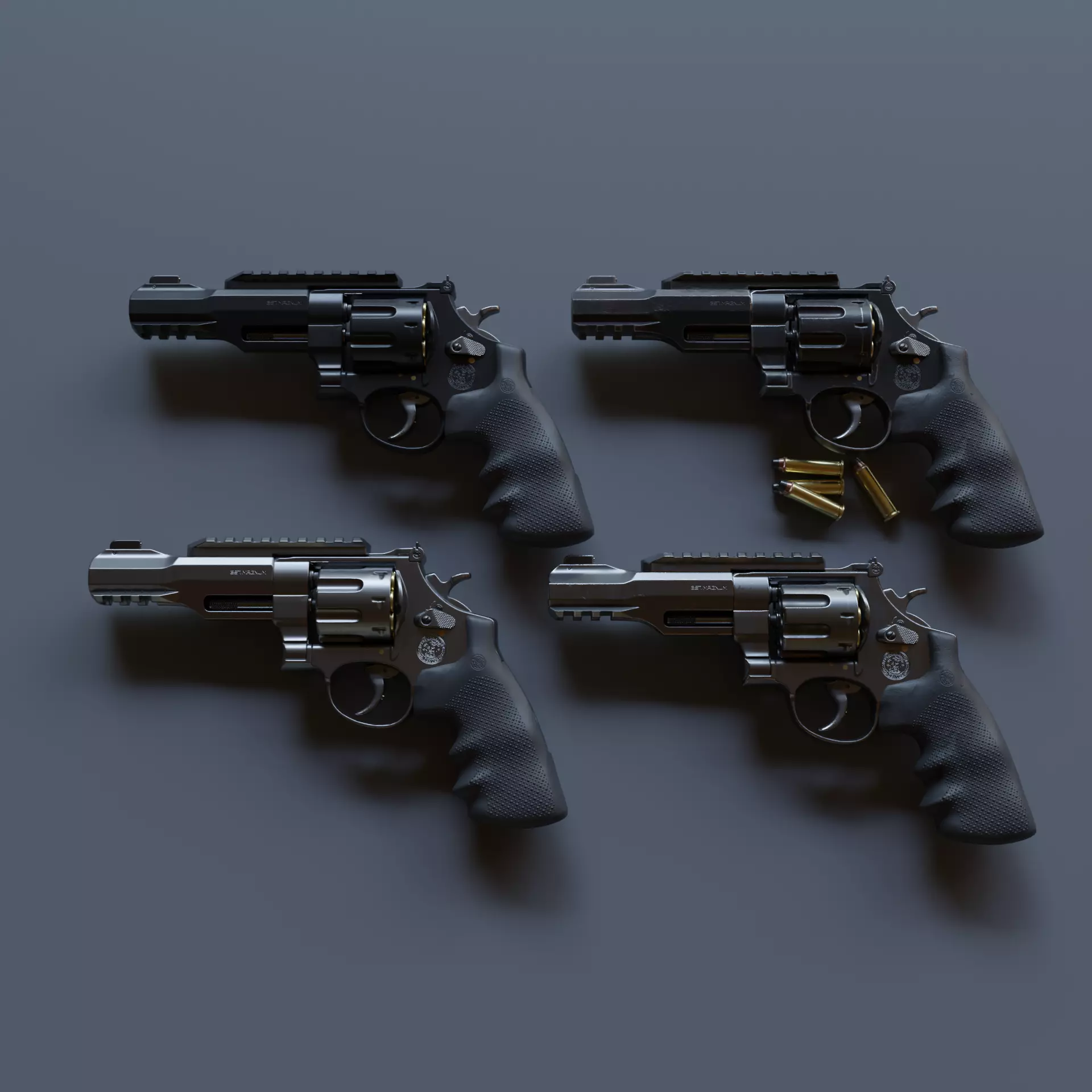 Revolver R8 Magnum Textured 3d model Game-ready Low poly Low-poly 3D model_0