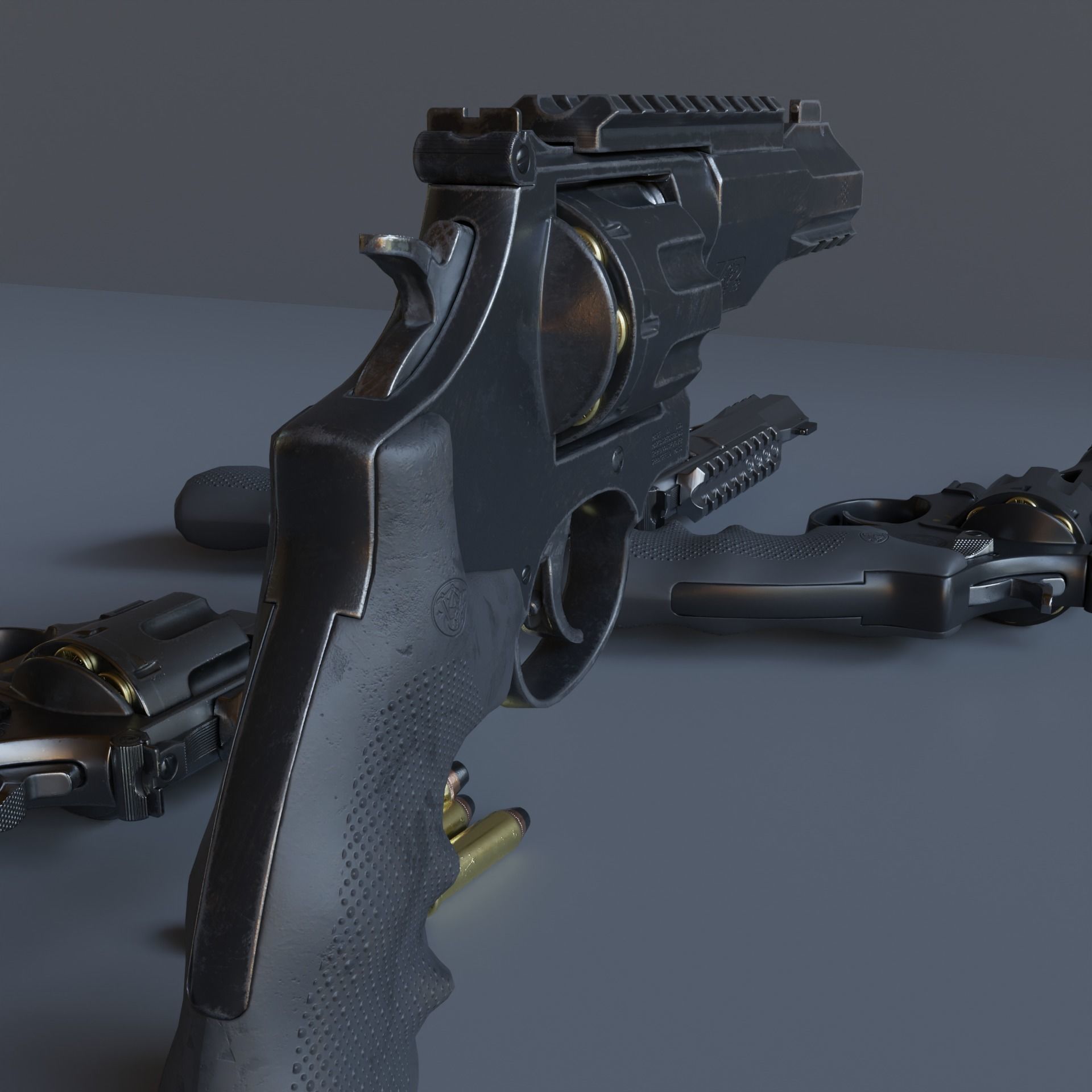 Revolver R8 Magnum Textured 3d model Game-ready Low poly Low-poly 3D model_4