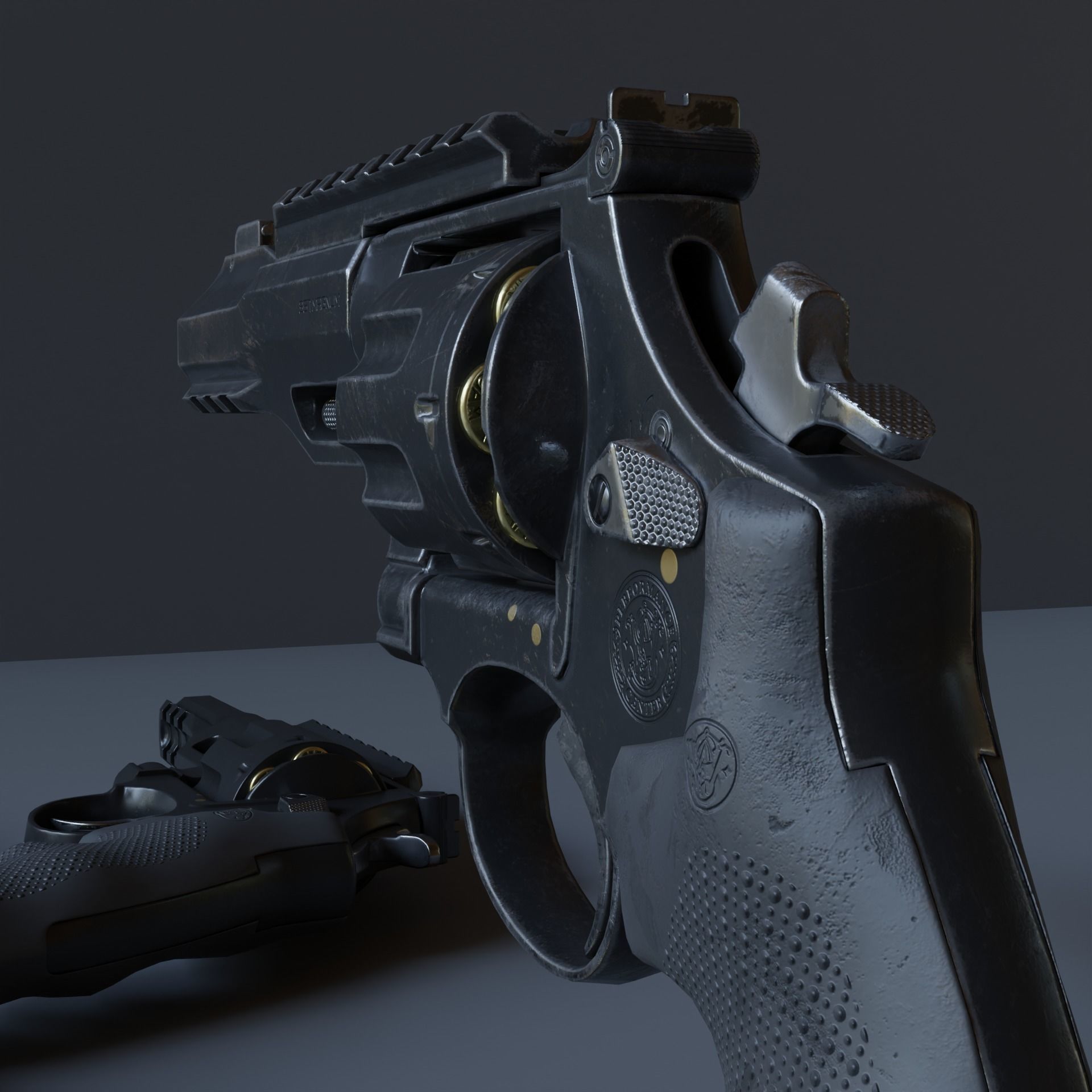 Revolver R8 Magnum Textured 3d model Game-ready Low poly Low-poly 3D model_6