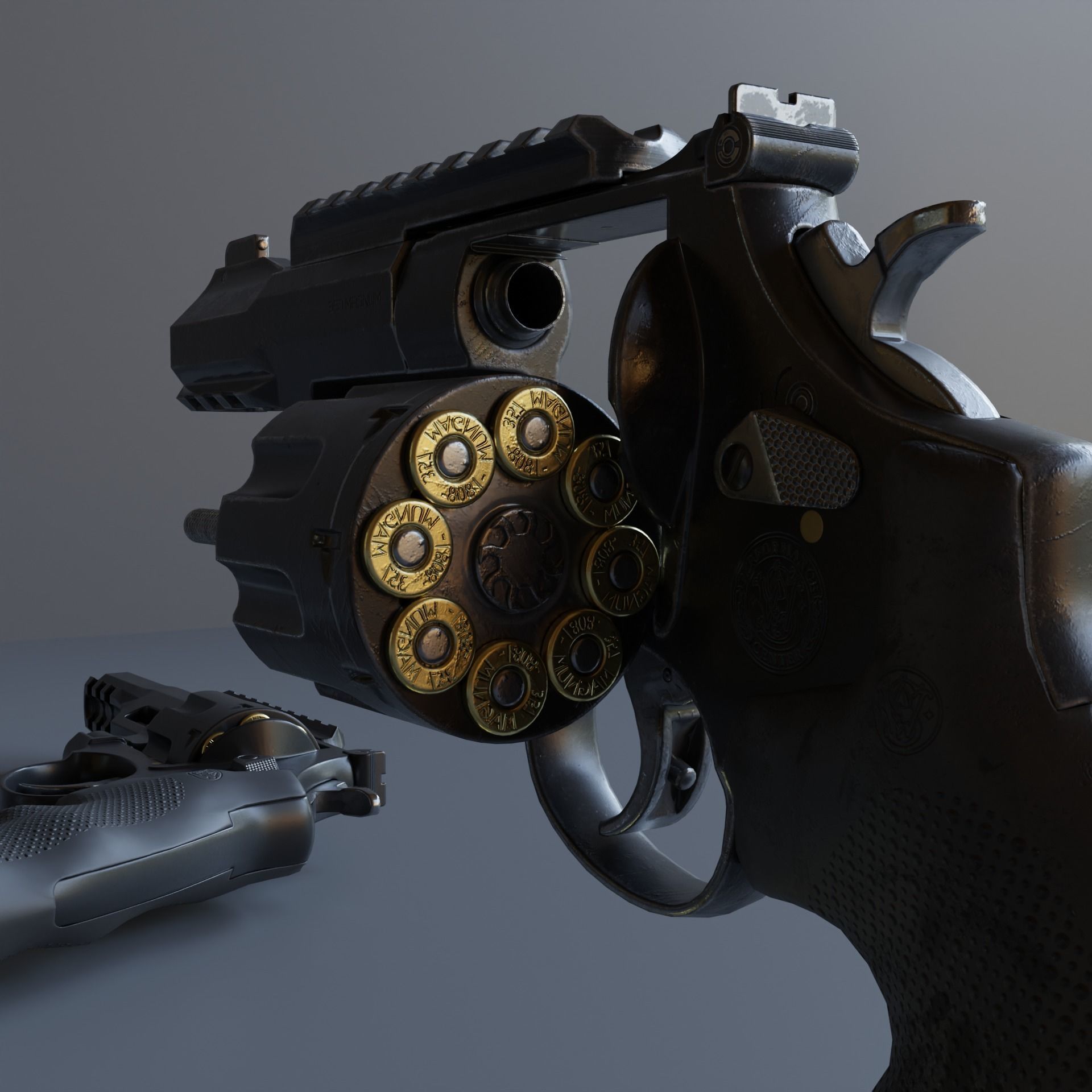 Revolver R8 Magnum Textured 3d model Game-ready Low poly Low-poly 3D model_5