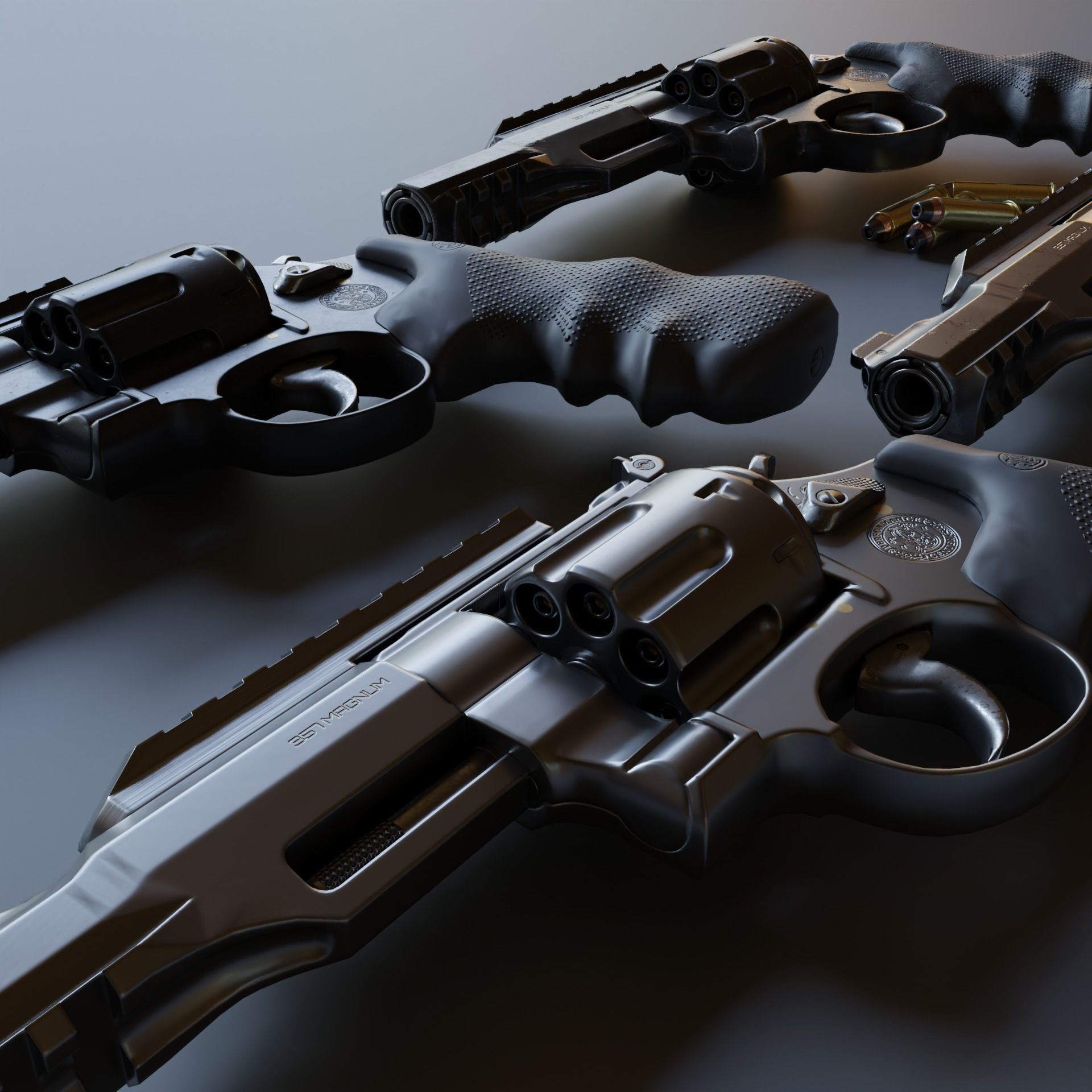 Revolver R8 Magnum Textured 3d model Game-ready Low poly Low-poly 3D model_3