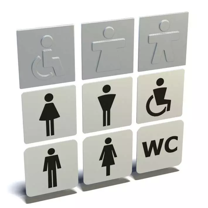 Gray Bathroom Sign 3D model