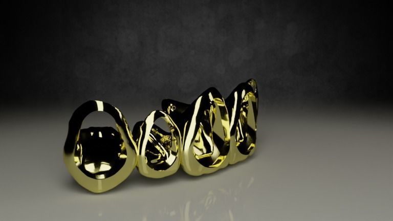  Grillz - gold teeth 3D model_2