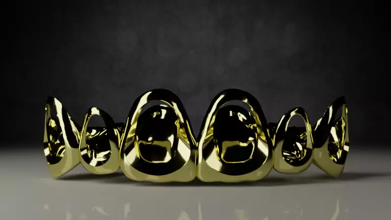  Grillz - gold teeth 3D model_0