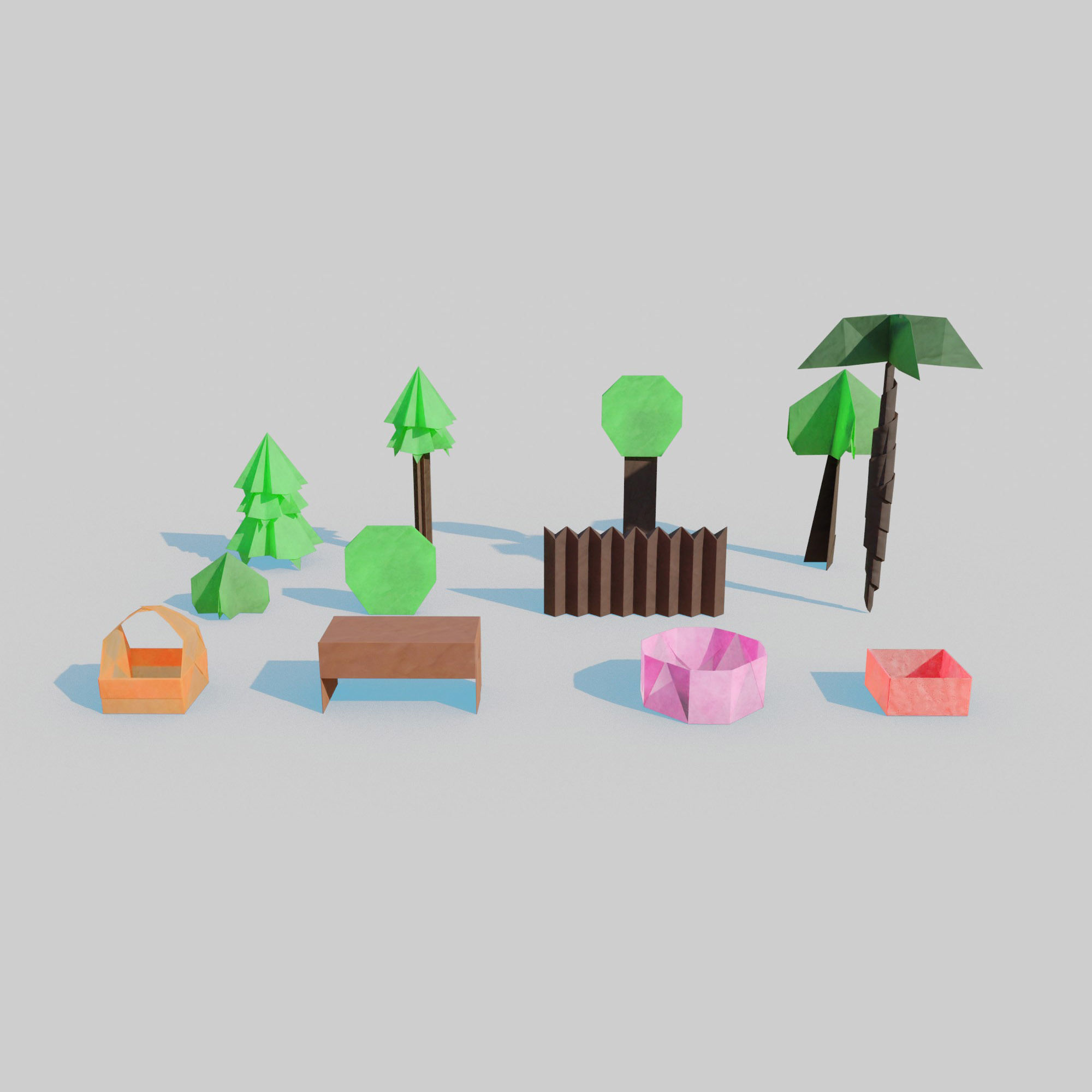 Origami Pack Low-poly 3D model_1