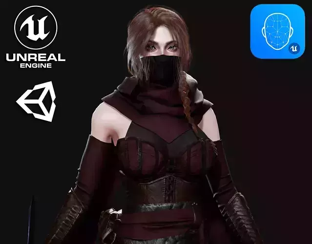Assassin Girl - Game Ready Low-poly 3D model
