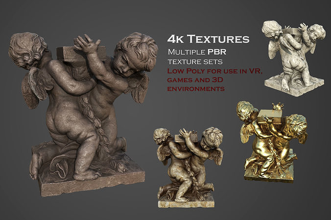 Putti Carrying a Lantern Low-poly 3D model