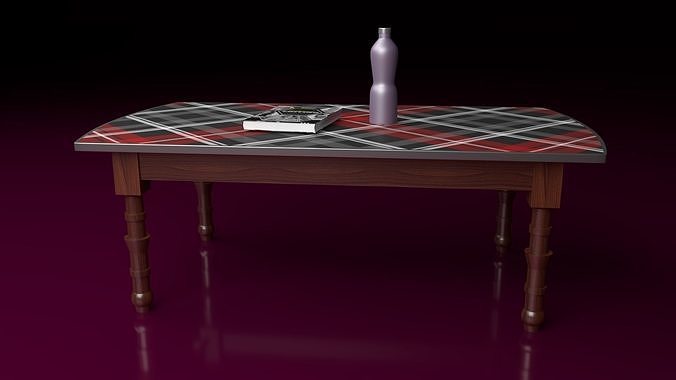 Table coffee with plaid pattern Free 3D print model