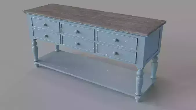 Bar Harbor Distressed Brown Farmhouse Console Table 3D model