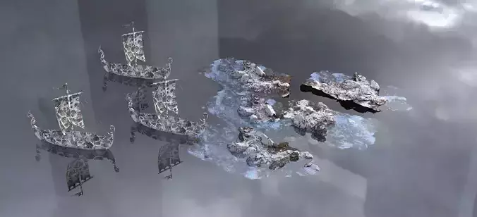 Snow Rocks with Viking Ship Ruin