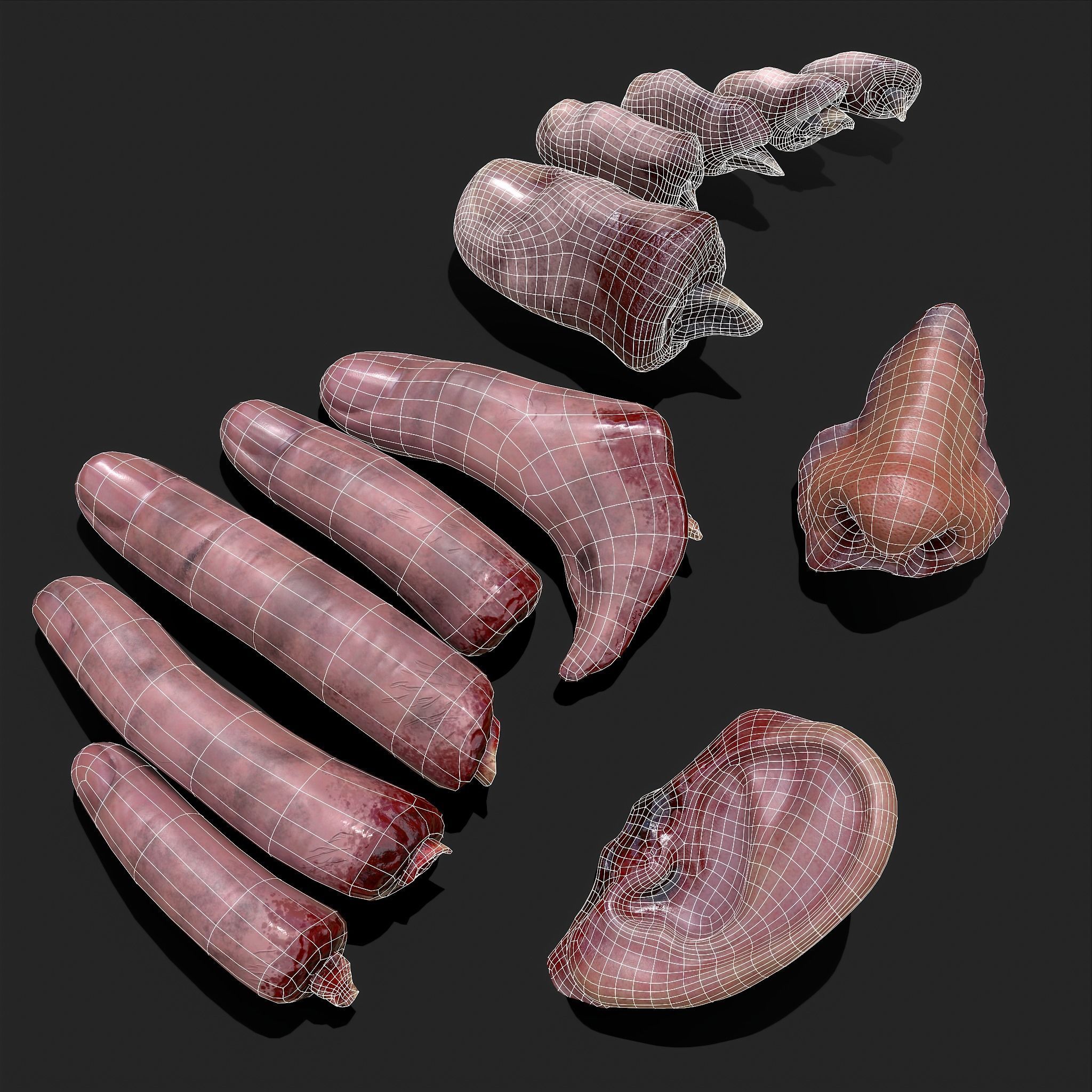 Severed Fingers Toes Ears and Nose 3D Model Collection_169
