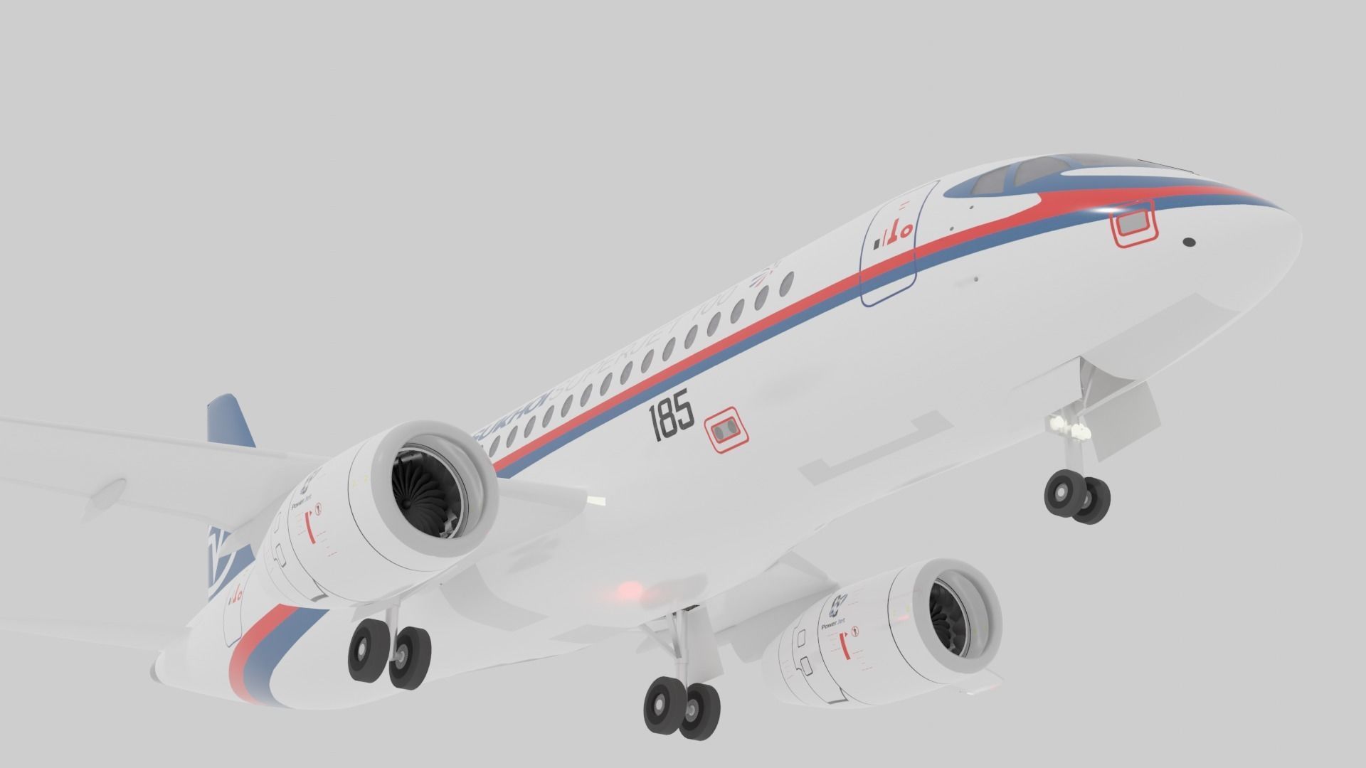 Sukhoi Superjet SSJ100 - Prototype 3 Livery Low-poly 3D model_3