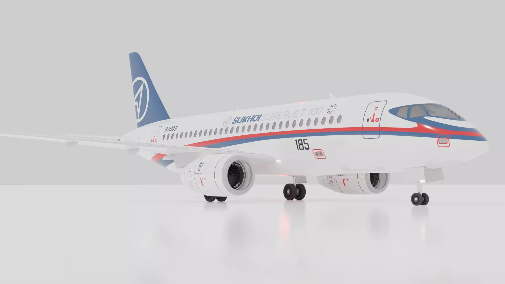 Sukhoi Superjet SSJ100 - Prototype 3 Livery Low-poly 3D model_0