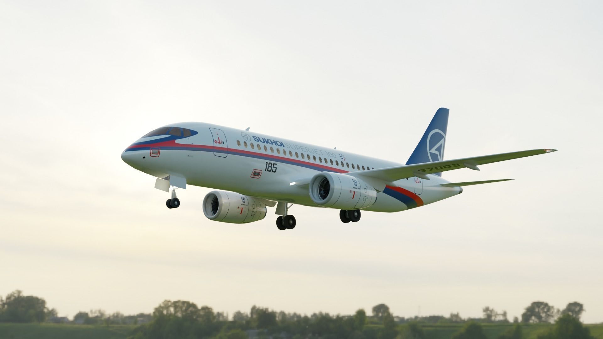 Sukhoi Superjet SSJ100 - Prototype 3 Livery Low-poly 3D model_7