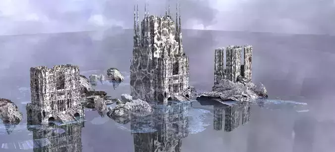 Temple Ruins In snow