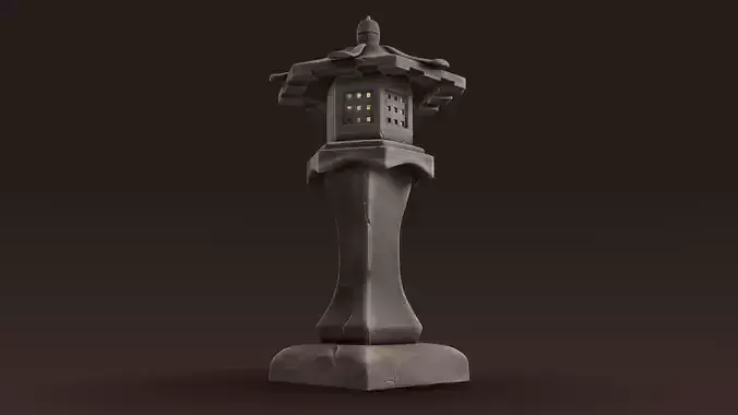 Toro - Stone Lantern - Hand Painted 3D model