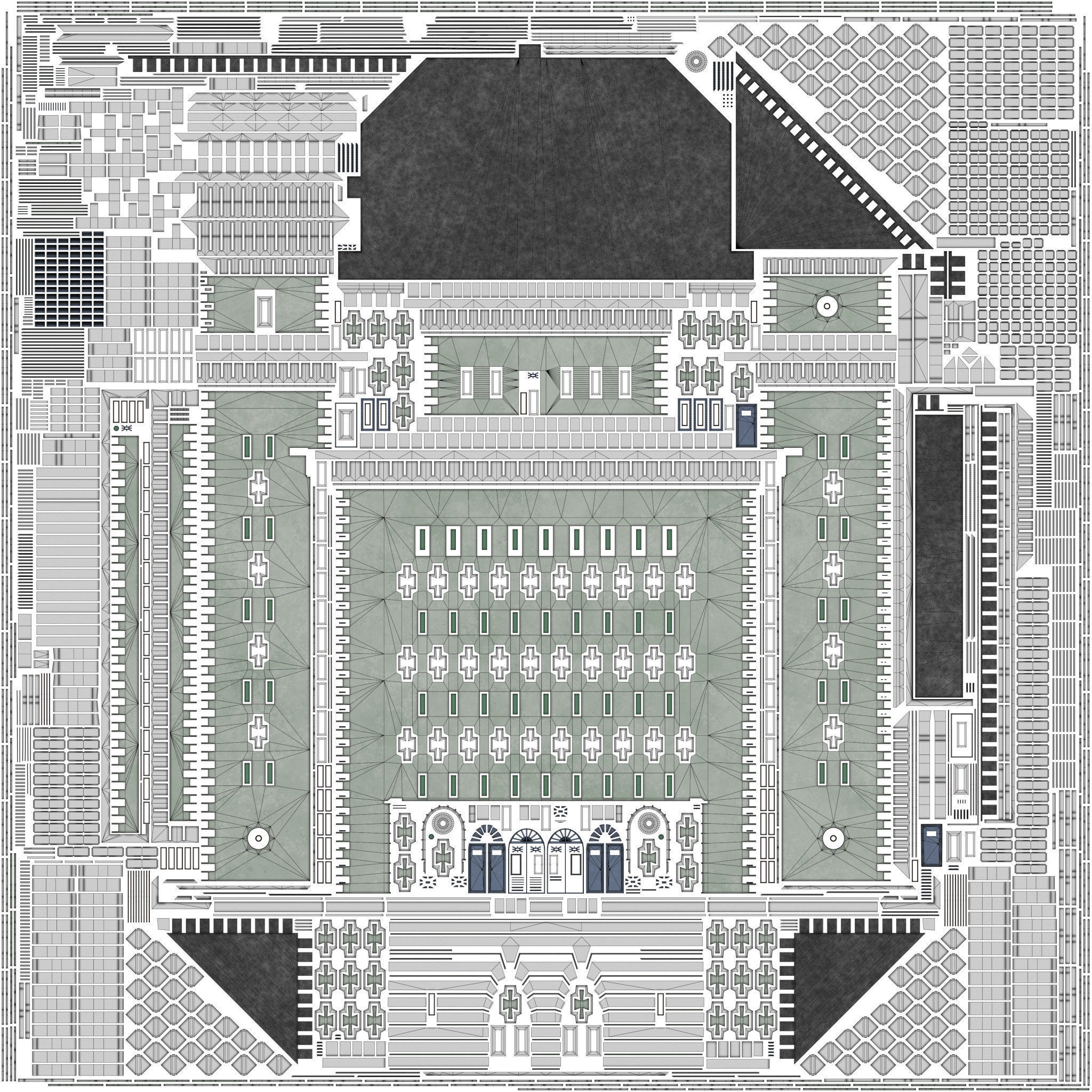 Reichsbahn Berlin Castle Concrete 2 Low-poly 3D model_15