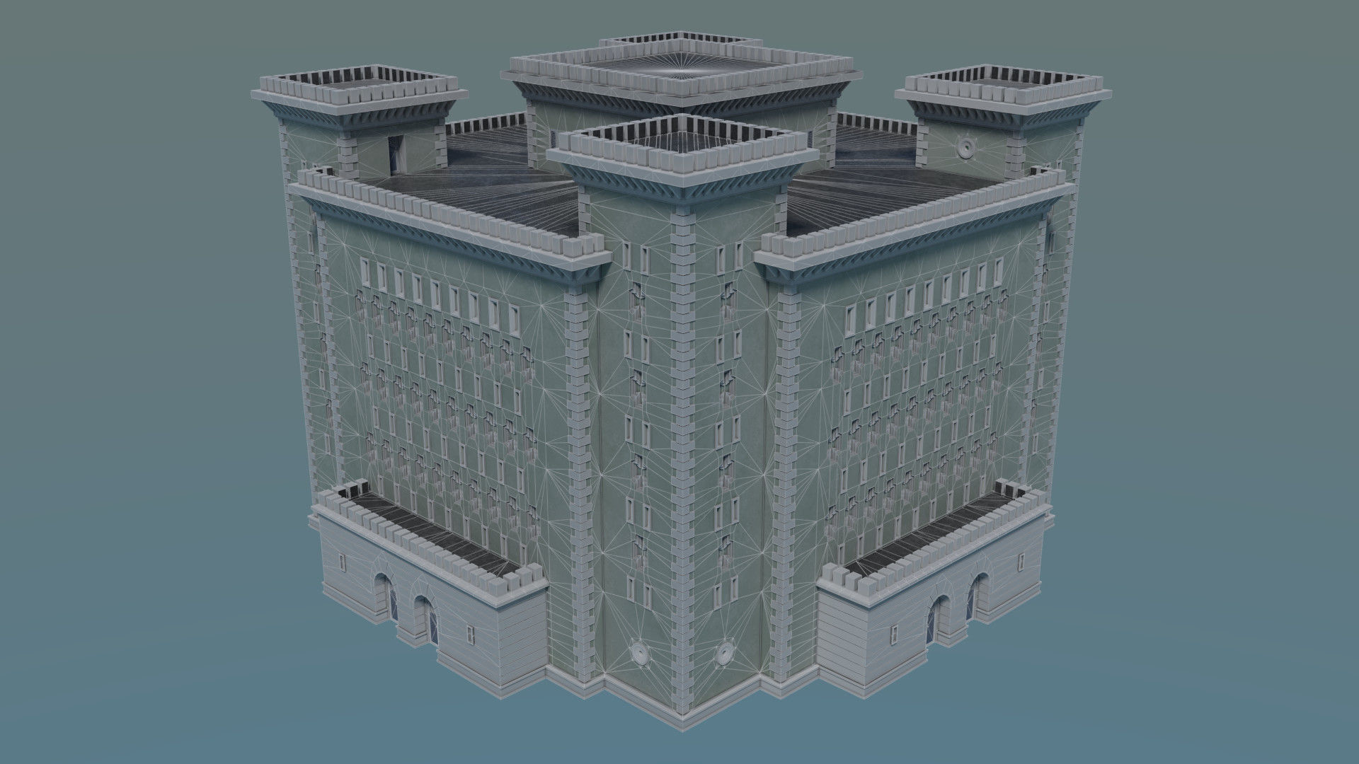 Reichsbahn Berlin Castle Concrete 2 Low-poly 3D model_9
